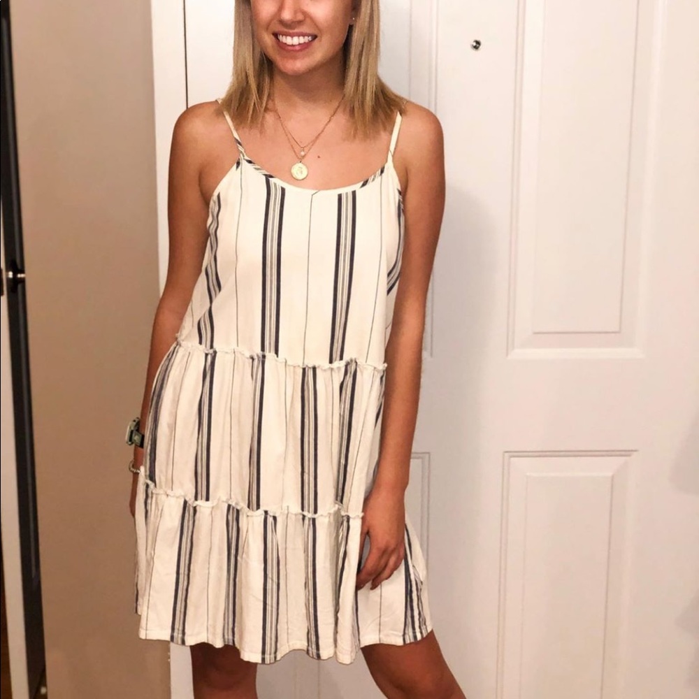 Striped blue baby doll dress